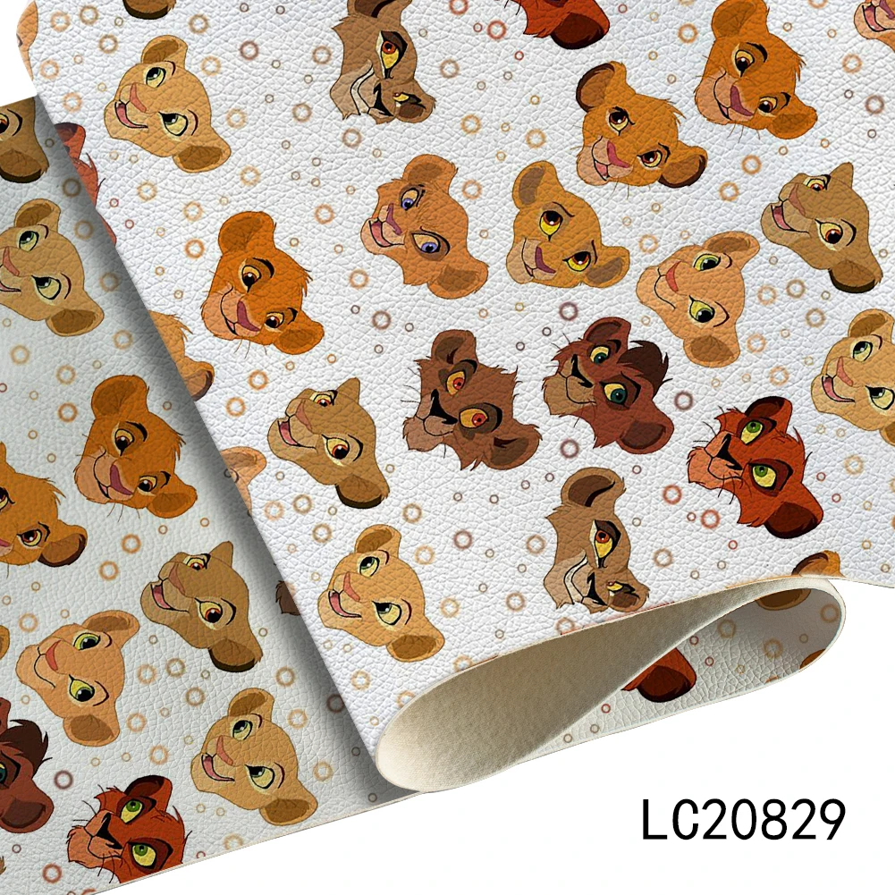 

22*30CM Disney The Lion King A4 Synthetic Faux Leather Sheet Lychee Cross Printed for Earring Material Hair Bow