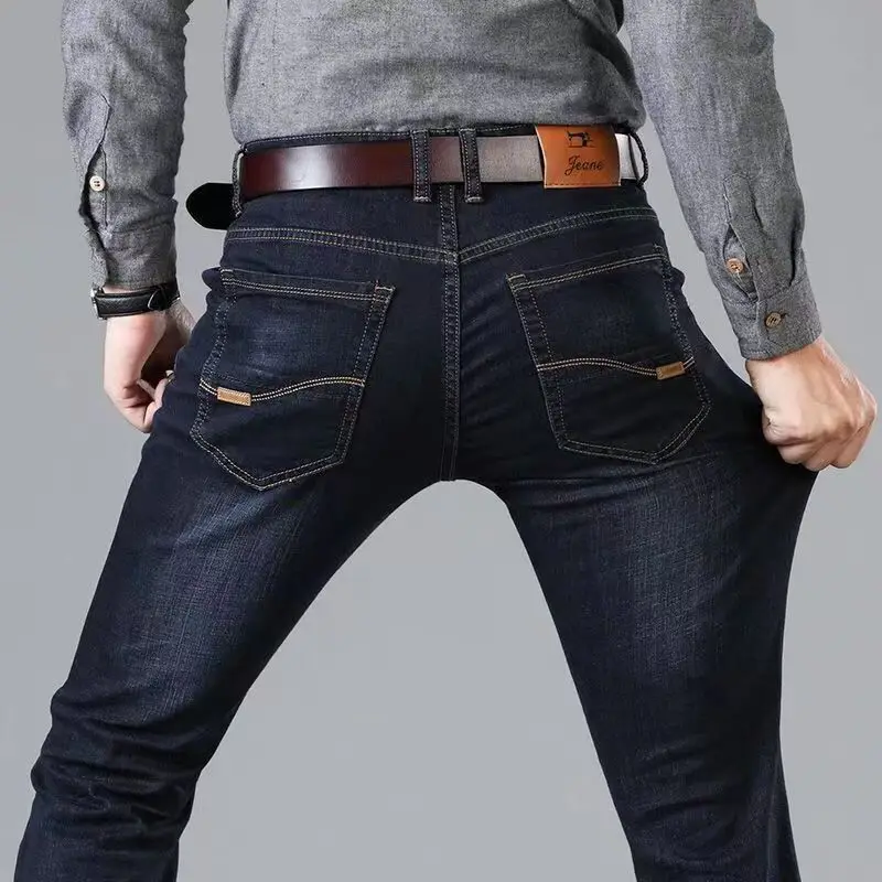 

Classic Black Blue Mens Jean 2022 Summer Business Jeans Fashion Casual Stretch Outsize Denim Pants Streetwear Trousers