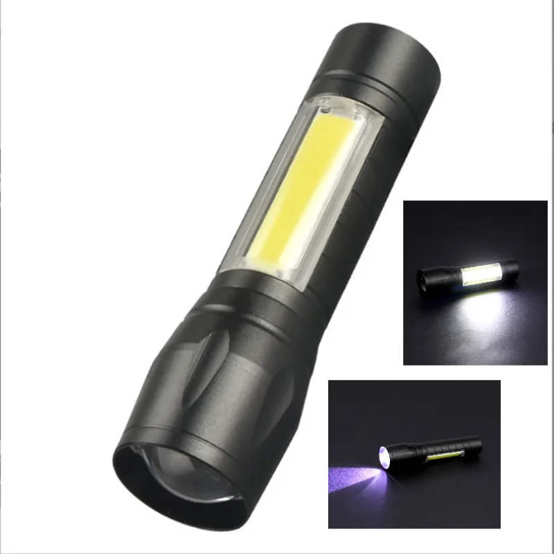

Plastic USB Charging Led Small Flashlight Zoom with Side Light COB Super Bright Waterproof Long Shot Flashlight