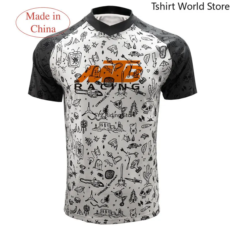 

MTB Tops Wholesale Bike Downhill Jersey Fashion Women Cycling Shirt Black And White Printing Short Sleeve T-shirt Men's Jersey
