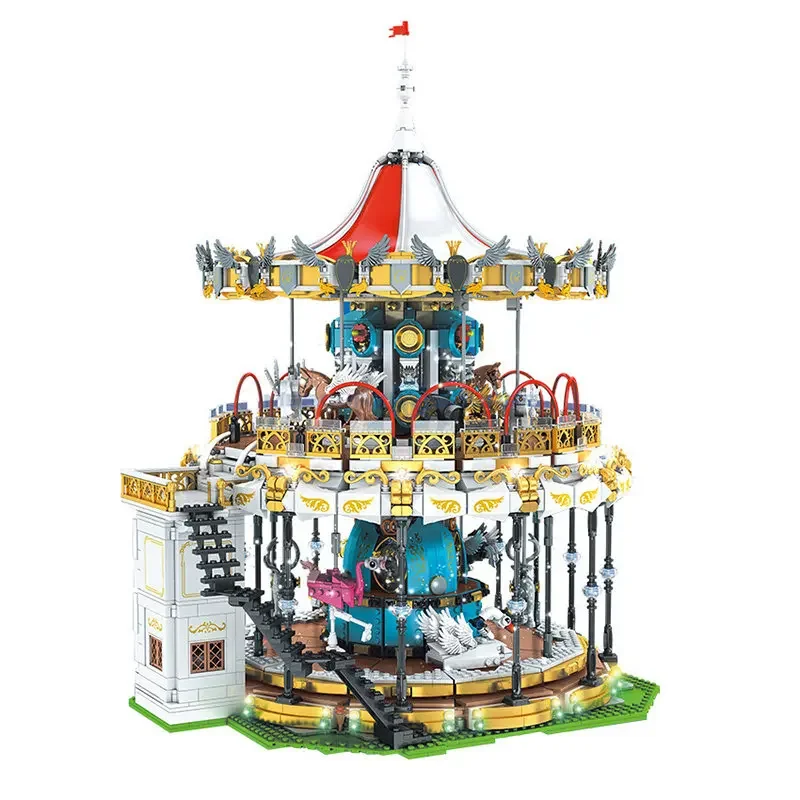 

Carousel 11011 Model Building Amusement Park Scene Blocks Merry Go Round Bricks Creative Ideas Set Toy Gift for Children Girls