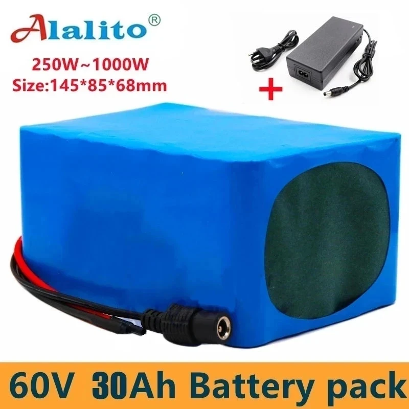 

60V 16S2P 30Ah 18650 Li-ion Battery Pack 67.2V Lithium Ion 30000mAh Ebike Electric bicycle Scooter with 30A BMS 750W 1000Watt