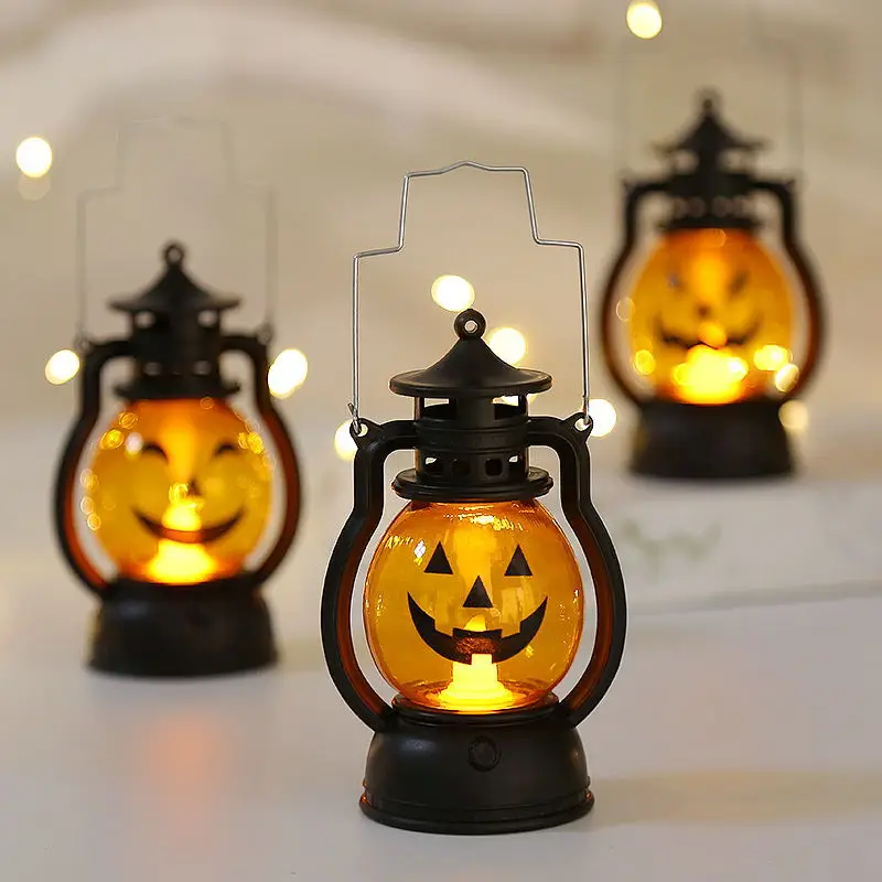 

1pc Halloween Pumpkin Skull LED Pony Lantern Creative Holiday Bar Party Light Oil Lamp Decoration Prop Atmosphere Accessories