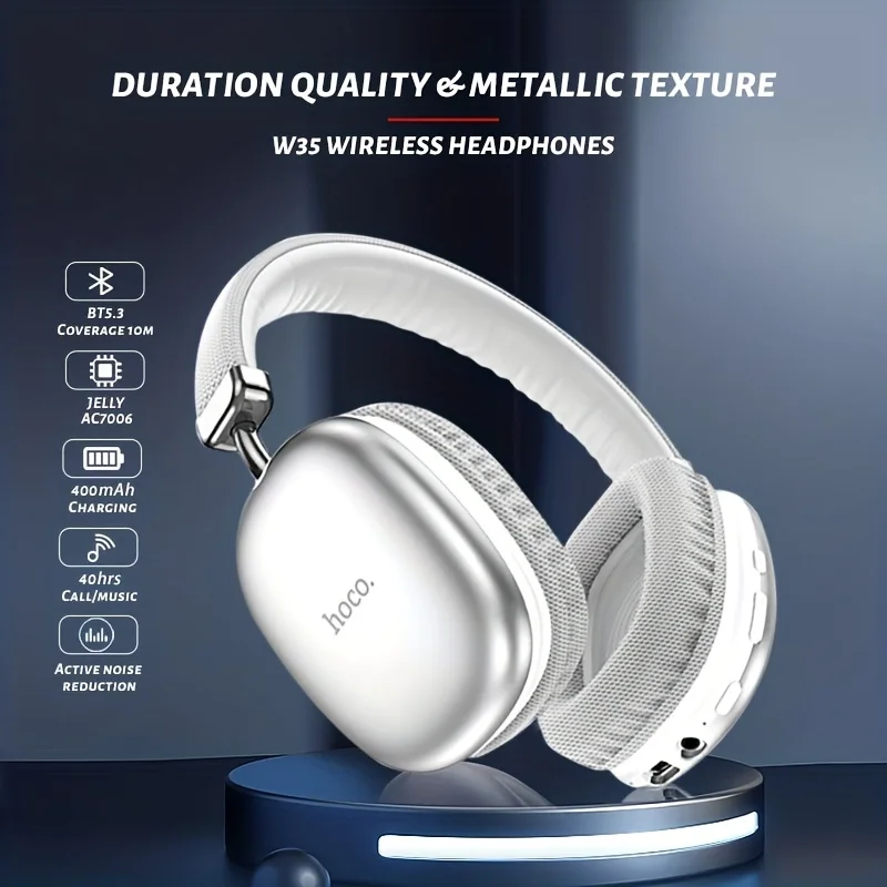 

Wireless BT Headset With Noise Cancelling Design: Enjoy Pure High Audio Sound Quality & Immersive Feeling HOCO W35P