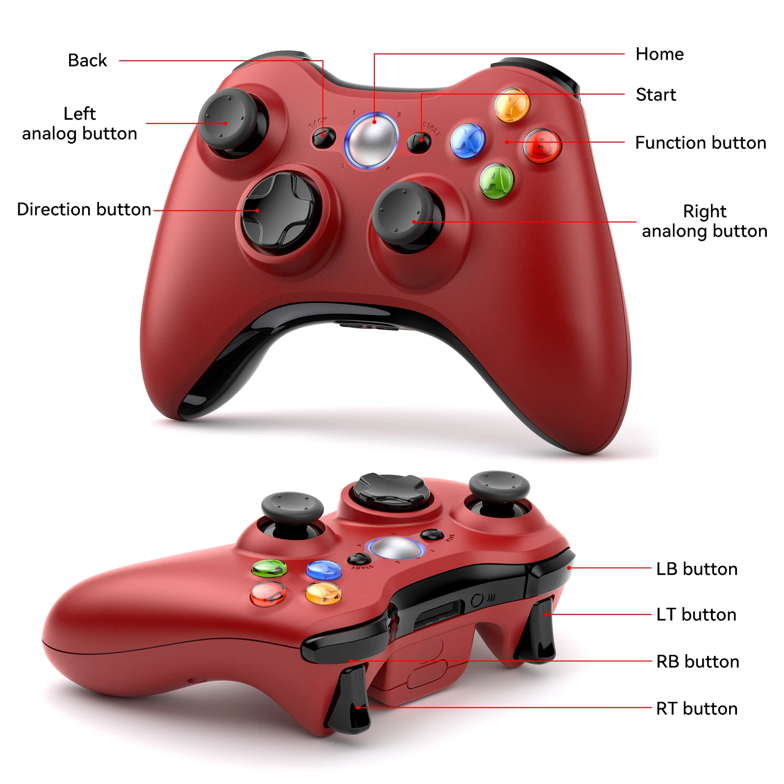 Фото Оригинальный геймпад для Xbox 360, беспроводной вибрационный джойстик для консоли Xbox 360/ПК, совместимый с игровым контроллером Windows 7, 8, 10 №2