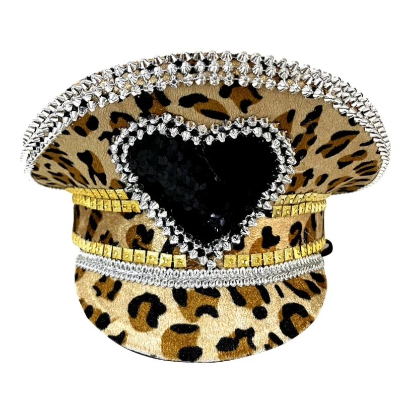 

Unique Octagonal Cap with Leopard Print Women Party Outfit Accessory