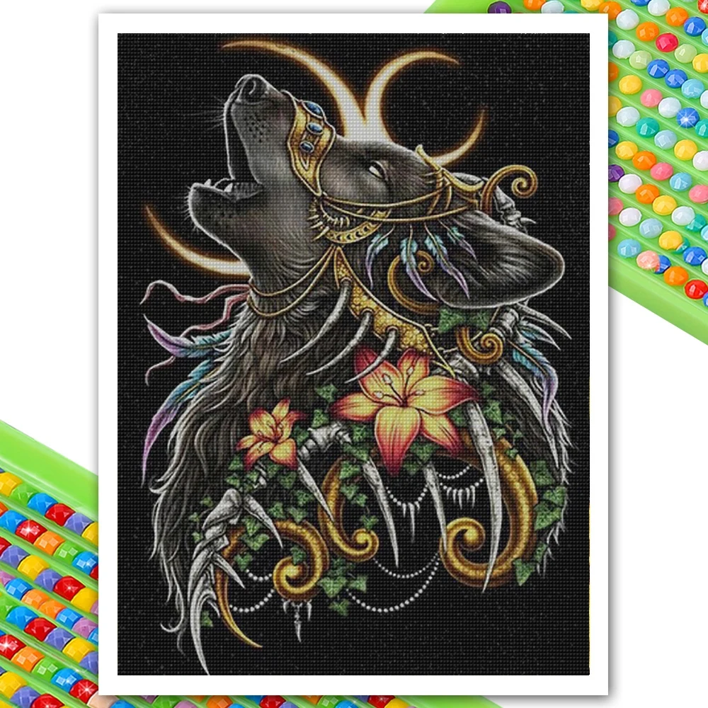 

Алмазная живопись 5D "сделай сам", животное, волк, алмазная вышивка, Набор для вышивки крестиком, мозаика, цветок, вышивка стразы, Рождественск...