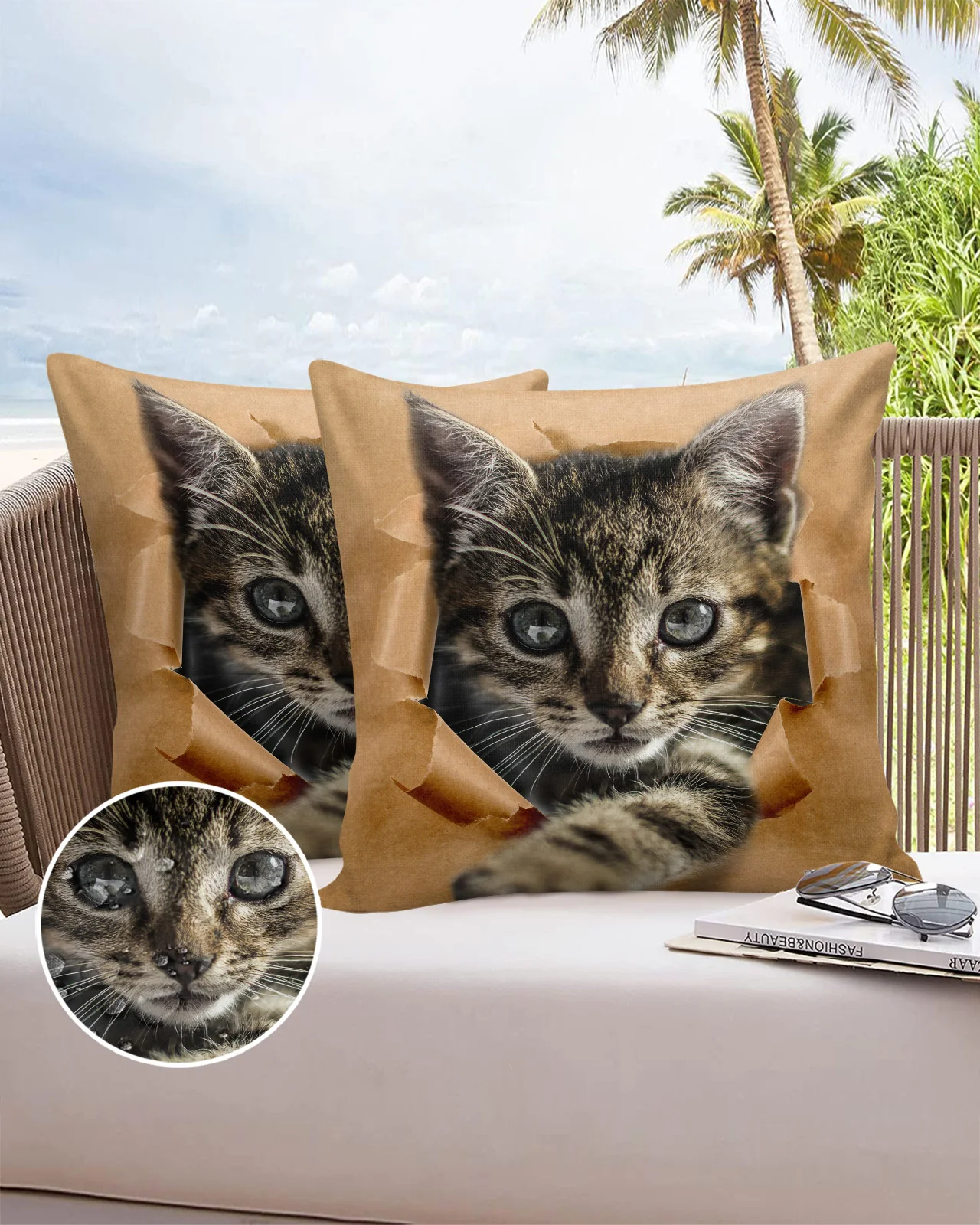 

Pet Theme Cute Cat Paper Box 2/4 Pcs Pillow Cushion Cover Waterproof 40 X 40 Pillowcase 60 X 60 Cotton Linen Pillow Cases