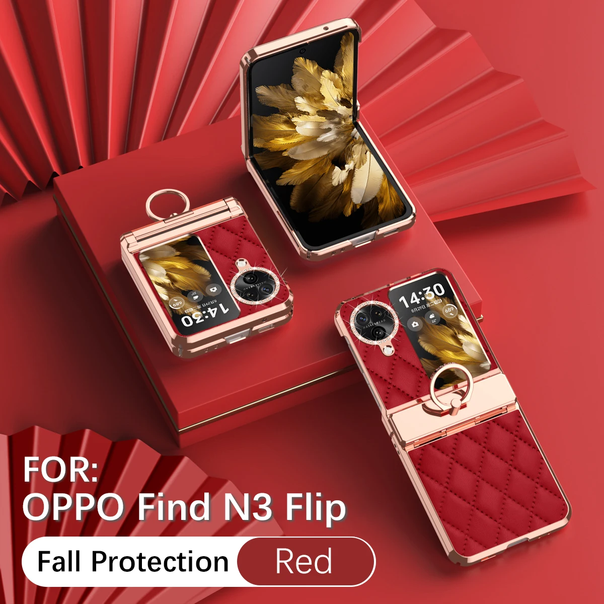 

Высококачественный чехол для телефона из искусственной кожи для OPPO Find N3 Flip 5G N3flip Findn3flip с гальваническим кольцом противоударный чехол