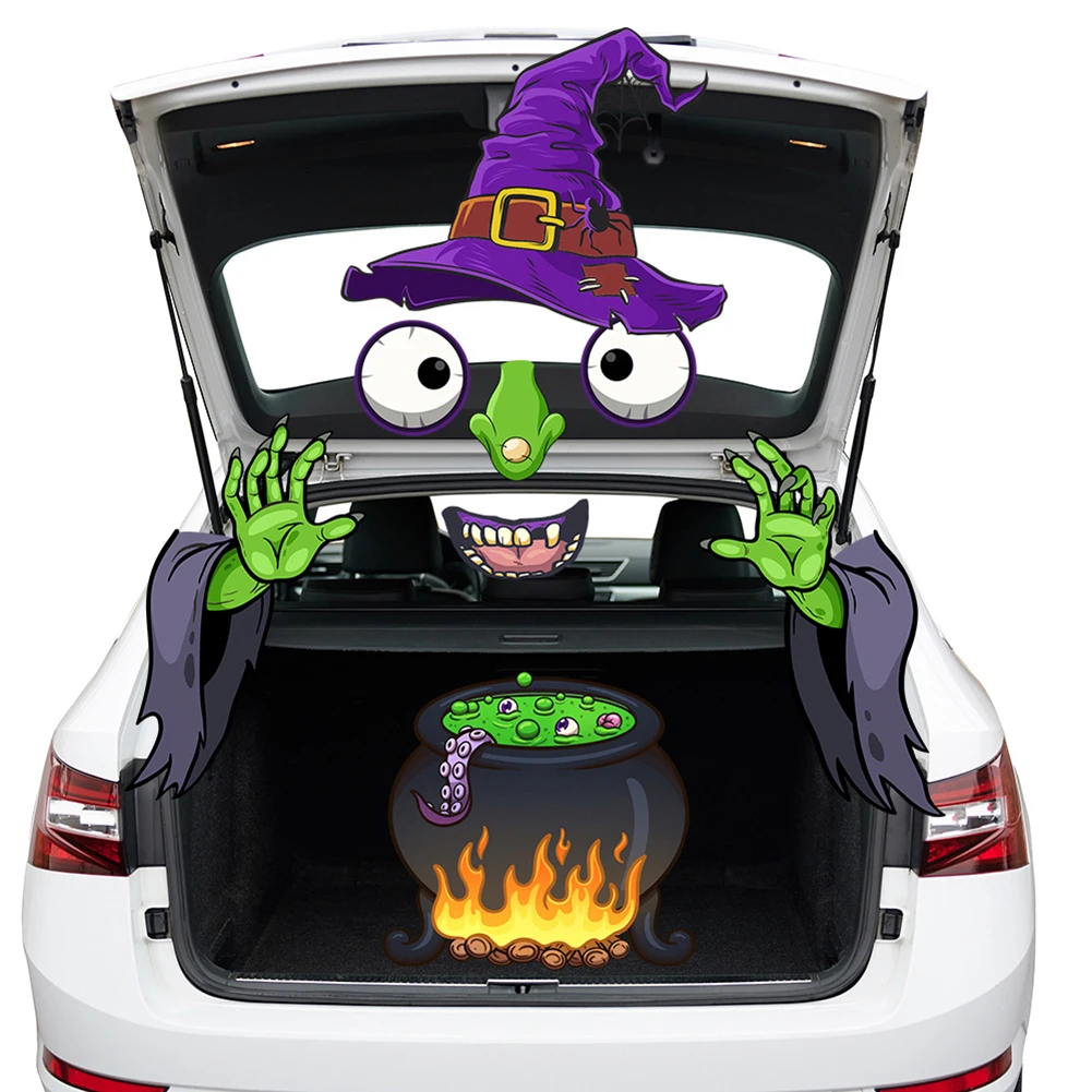 

3D Car Monster Decoration Sticker Spider Witch Pumpkin PVC Car Decals Sticker Waterproof Car Garage Door Decoration Accessories