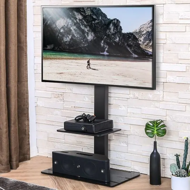 

Floor TV Stand with Swivel Mount, Corner TV Stand for 32 to 65 inch, Fit Vizio LED LCD Flat Screen TVs, Height Adjustable Blac