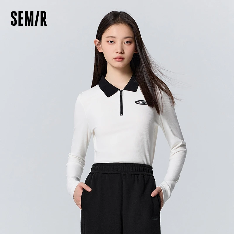 

Куртка-поло Semir женская зимняя, короткий модный свитер с надписью, яркая универсальная рубашка-поло