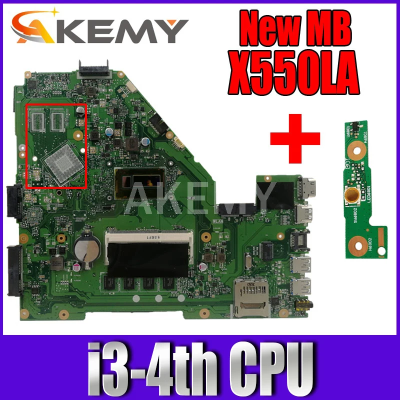 

Akemy X550LA Motherboard i3-4th 4GB RAM For Asus A550L X550LD R510L X550LC X550L X550LB laptop Motherboard Mainboard