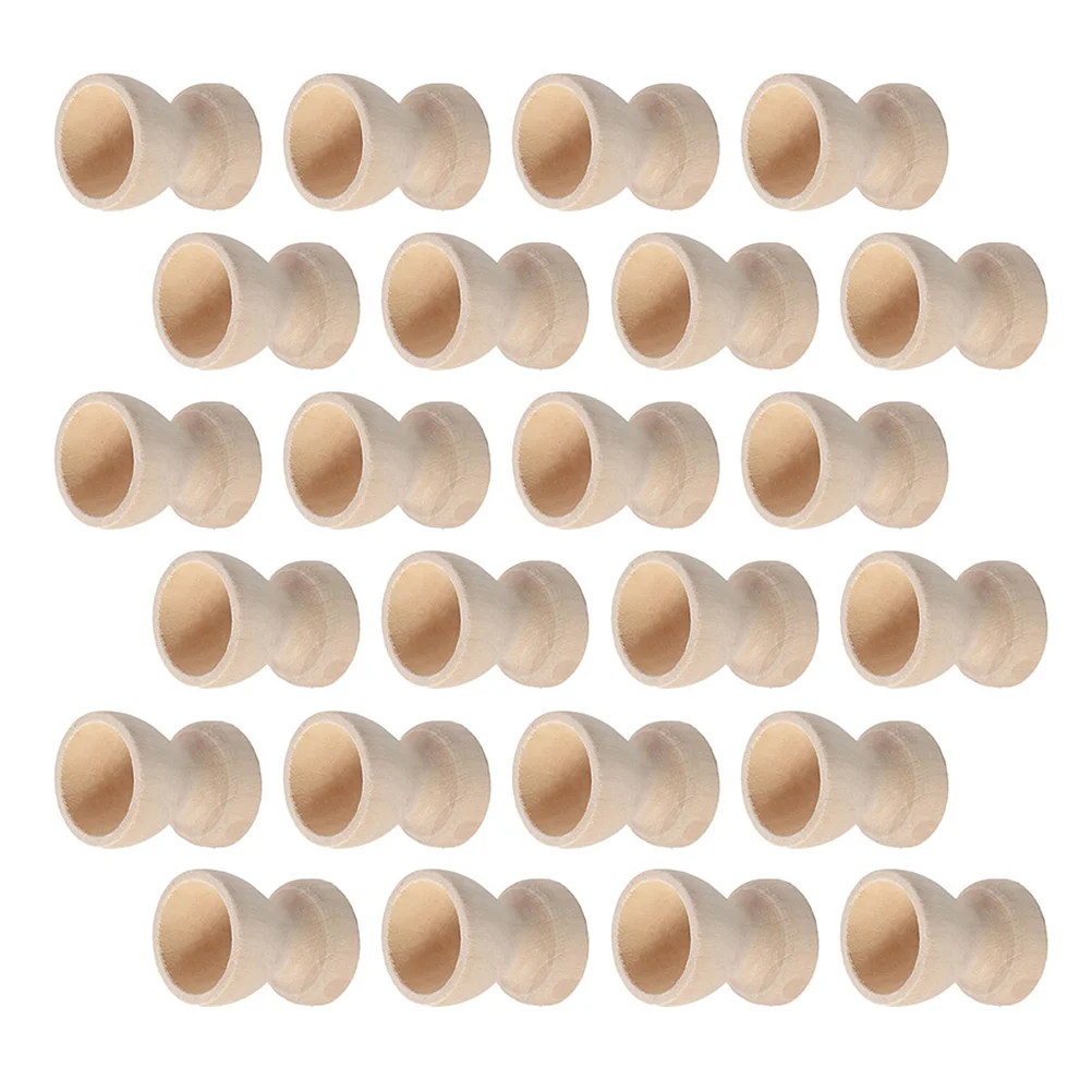 

24 Pcs Desktop Decor Tabletop Egg Cup Fancy Metal Holder Hard Boiled Cups Rabbit Toys Bunnies Blank Wooden Stands Display Tray