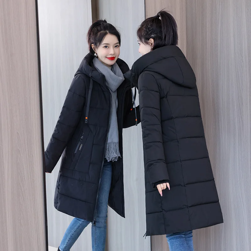 GRELLER Women Autumn Winter Mediumn Long Jacket Hooded Basic Long Sleeve Solid Color Chic Warm Winter Coat Jacket Women Clothing