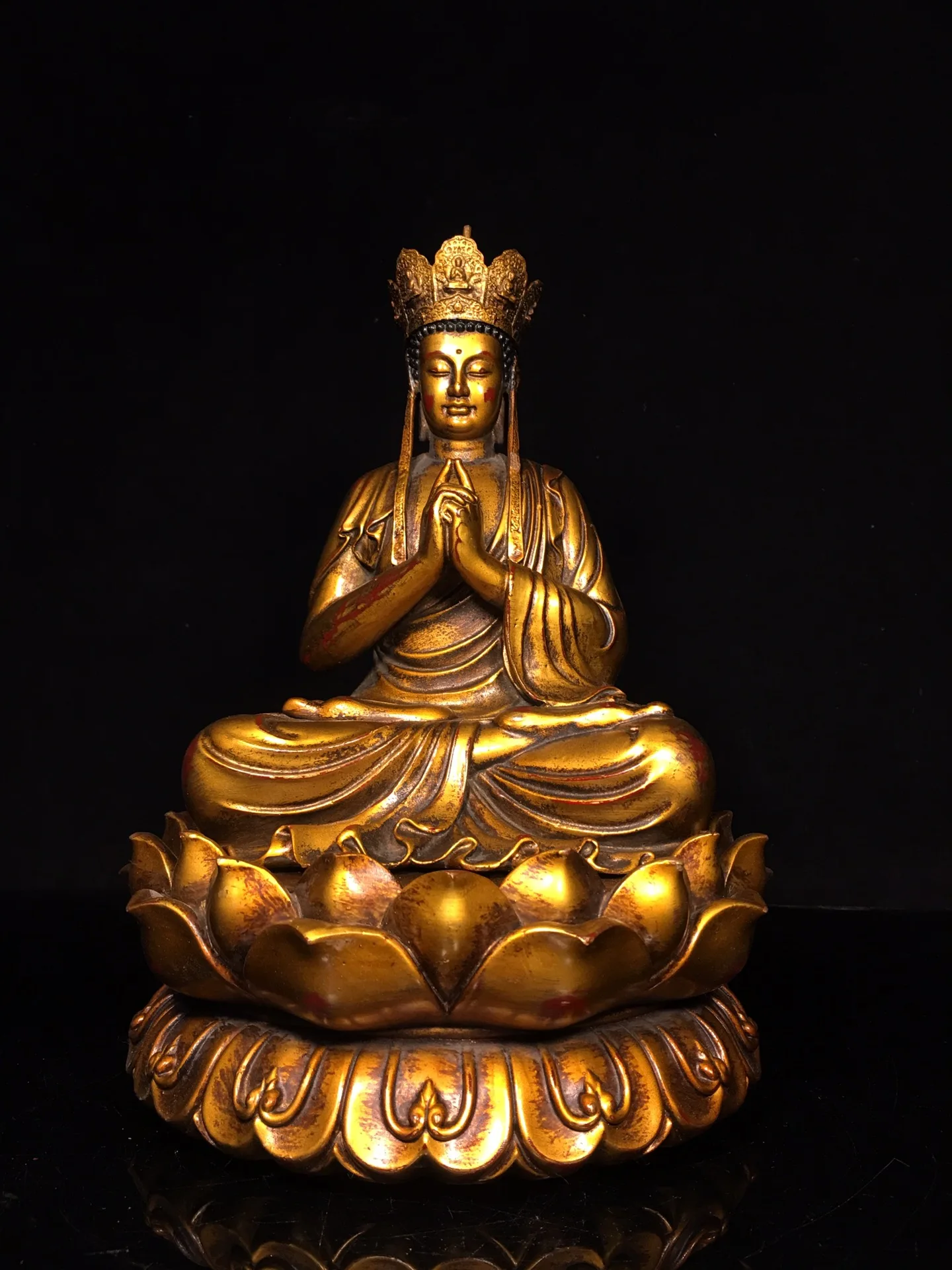 13-дюймовая коллекция тибетского храма старая бронза позолоченная пародирвана