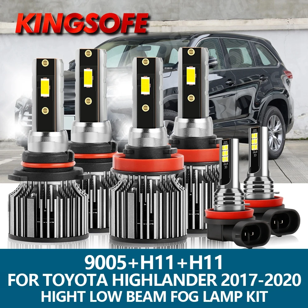 

6x автомобисветильник фары H11 9005 HB3 светодиодный фары 100 лм, 2017 Вт, чип CSP, фары дальнего и ближнего света, комплект противотуманных фар для Toyota ...
