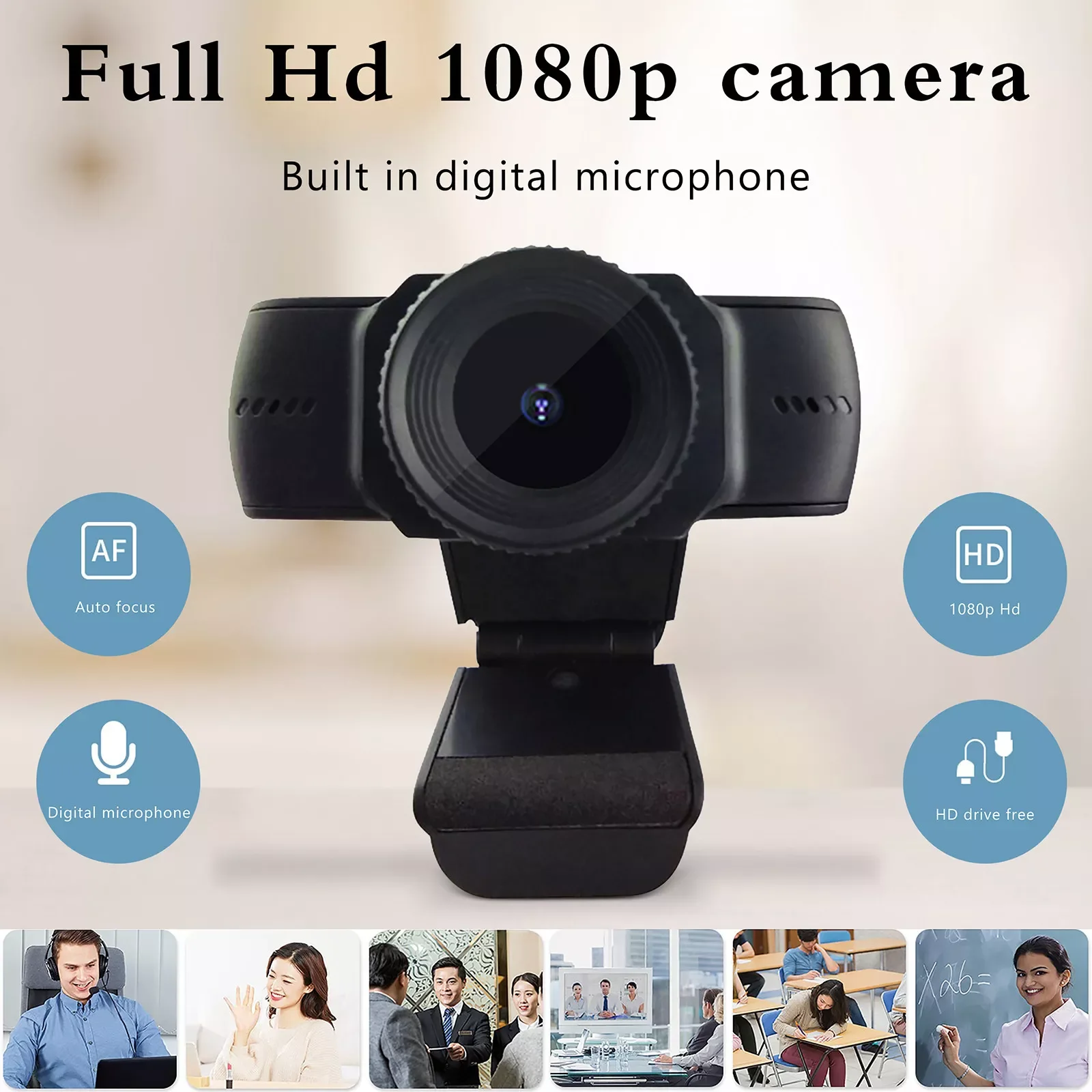 

4k Webcam with Tripod Full Camera Microphone Cam 1080P Webcam Mic Calling HD PC Desktop Video with Face Lighting for Gaming