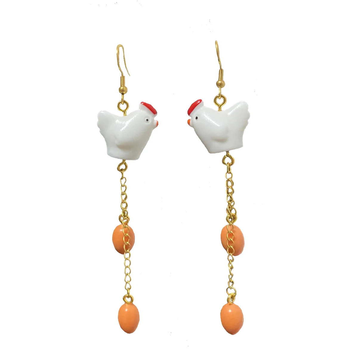 1 пара интересных специальных сережек в виде куриных яиц 3D Смола