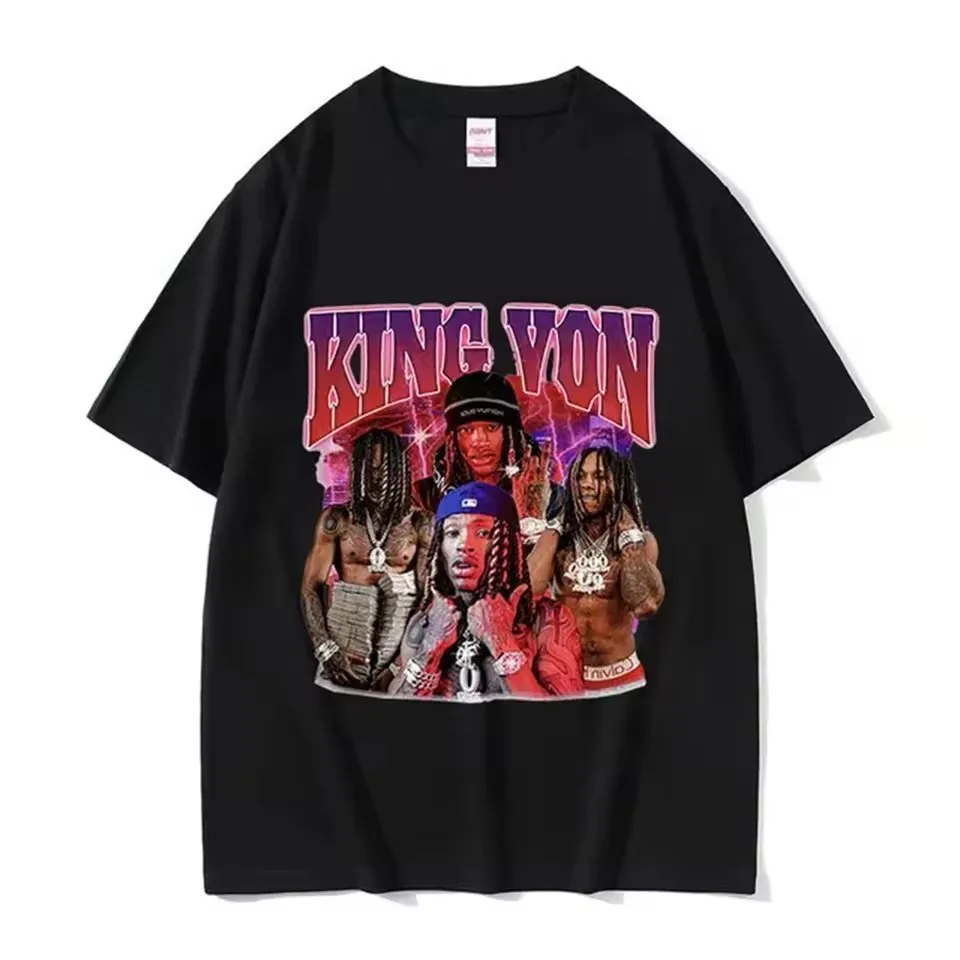 Фото Рэпер K-King Von графическая футболка мужская хип-хоп готическая мода футболки с короткими рукавами хлопковая футболка высокого качества уличная одежда №2