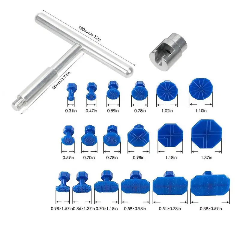 Puller Tabs For Glue Puller Tabs Dent Universal Car Repair Tool Vehicle Dent Removal Repairing Tool 18pc Blue Dent Puller Kit images - 6