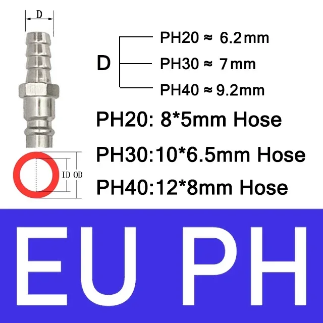 Соединители стандарта ЕС, пневматические европейские воздушные фитинги для компрессора BSPT, резьба 1/4 1/2, быстроразъемное соединение, вставной шланговый фитинг