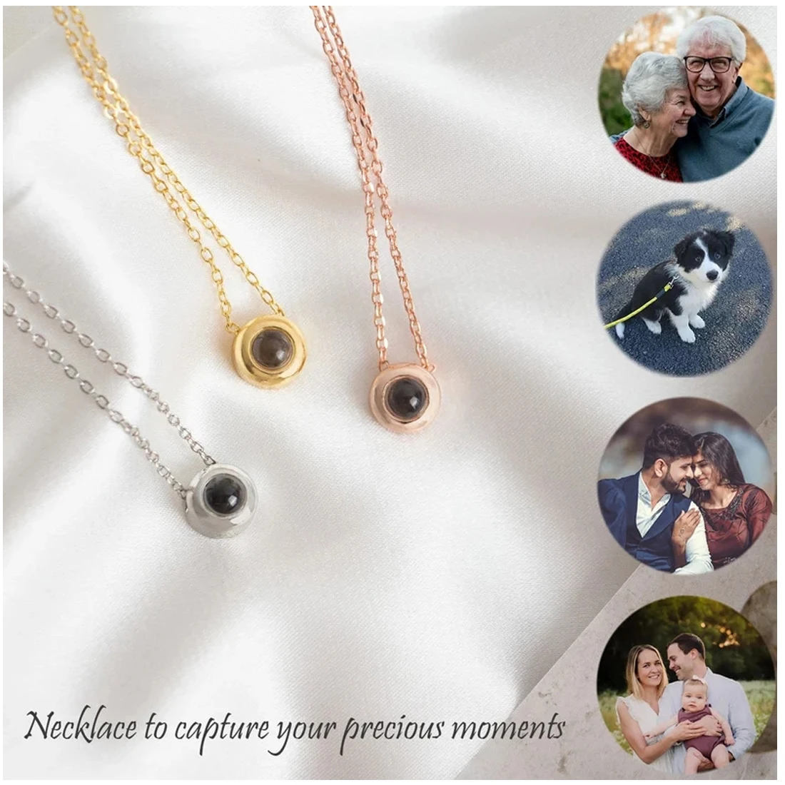 Personalized Photo Projection Necklace To Lover with Circle Shape Custom Projection Photo Anniversary Valentine's Day Gift