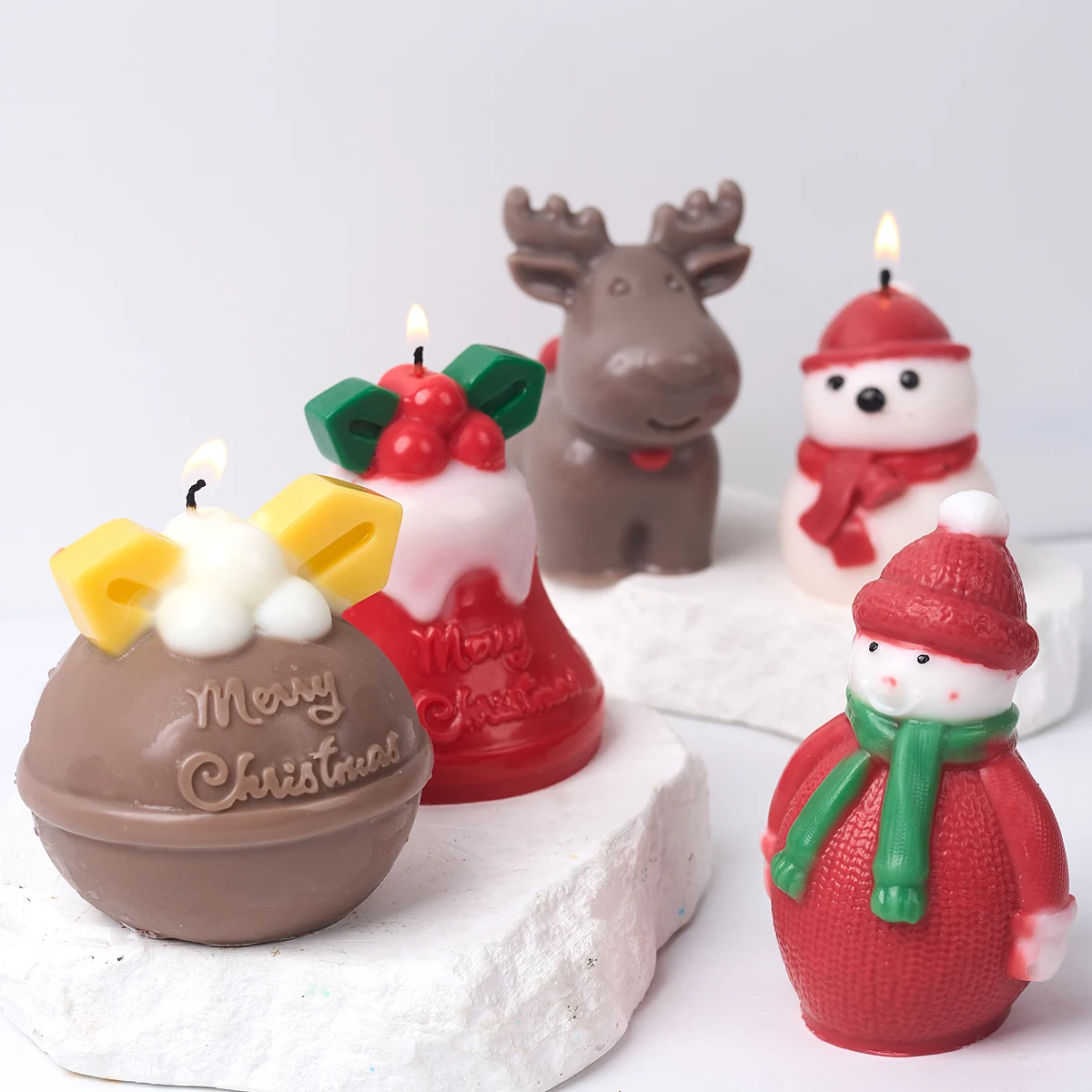 Силиконовая форма в виде рождественского снеговика оленя для свечей
