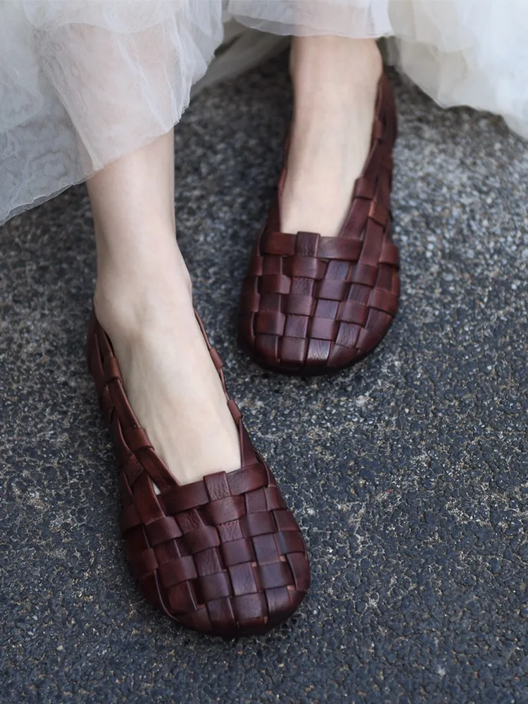 Женские босоножки с мягкой подошвой Artmu тканые туфли без каблуков роскошные из