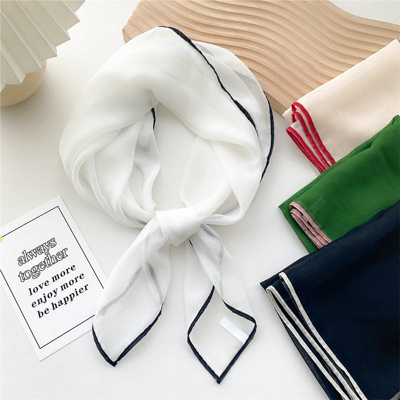 

Women Small Satin Silk Scarf Square Print Wrap Foulard Femme Handkerchief Bandana Cute Neck Hair Skinny Tie Scarves Shawls