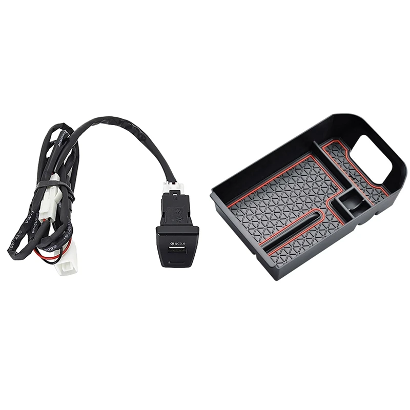 Зарядное устройство QC3.0 с центральным блоком управления, подлокотник-органайзер для консоли, для Toyota RAV4 5Th Xa50 19-21