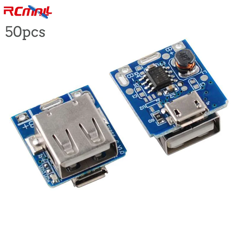 RCmall 50Pcs 5V Boost Step Up Power Module Lithium LiPo Battery Charging Protection Board LED Display USB for DIY 134N3P Program