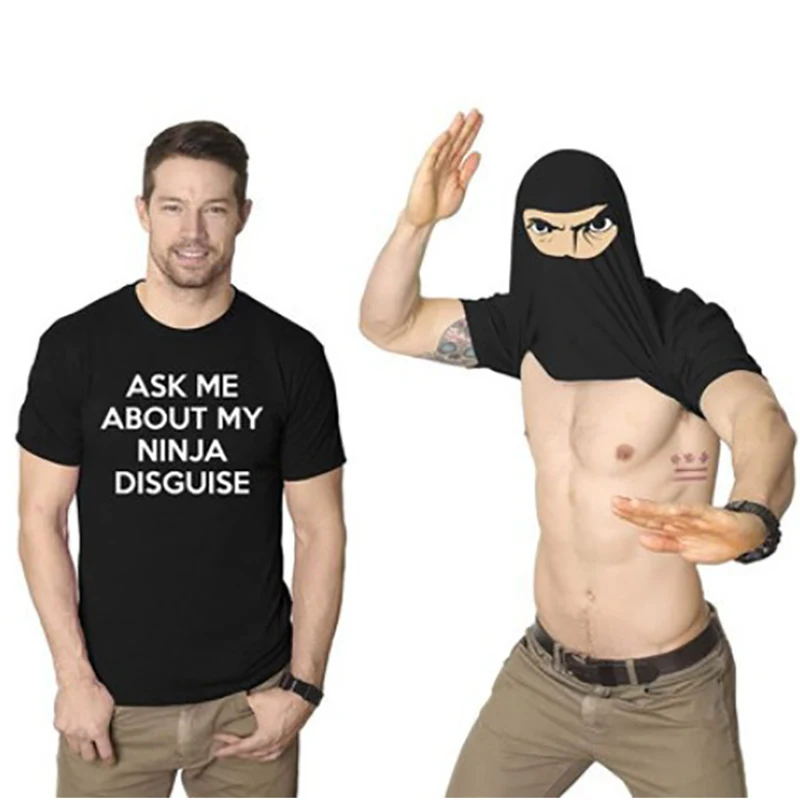 Новинка забавная футболка с вырезами Семейные костюмы надписью ASK ME ABOUT MY NINJA