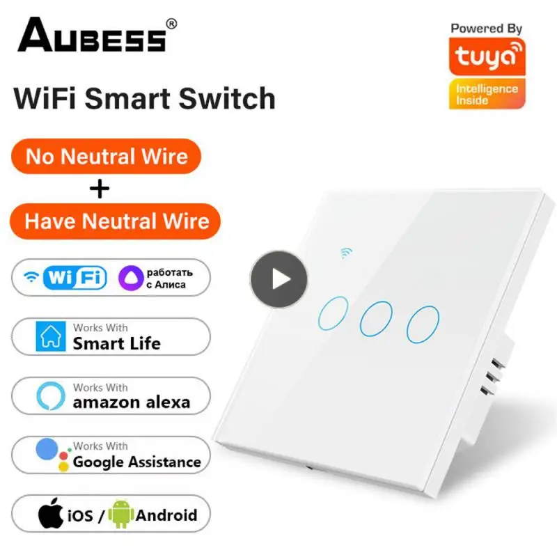 

1/2/3/4 Gang Support Alexa Google Home Smart Touch Switch Aubess Wifi Wall Button Touch Light Switch Wall Light Switches New Hot