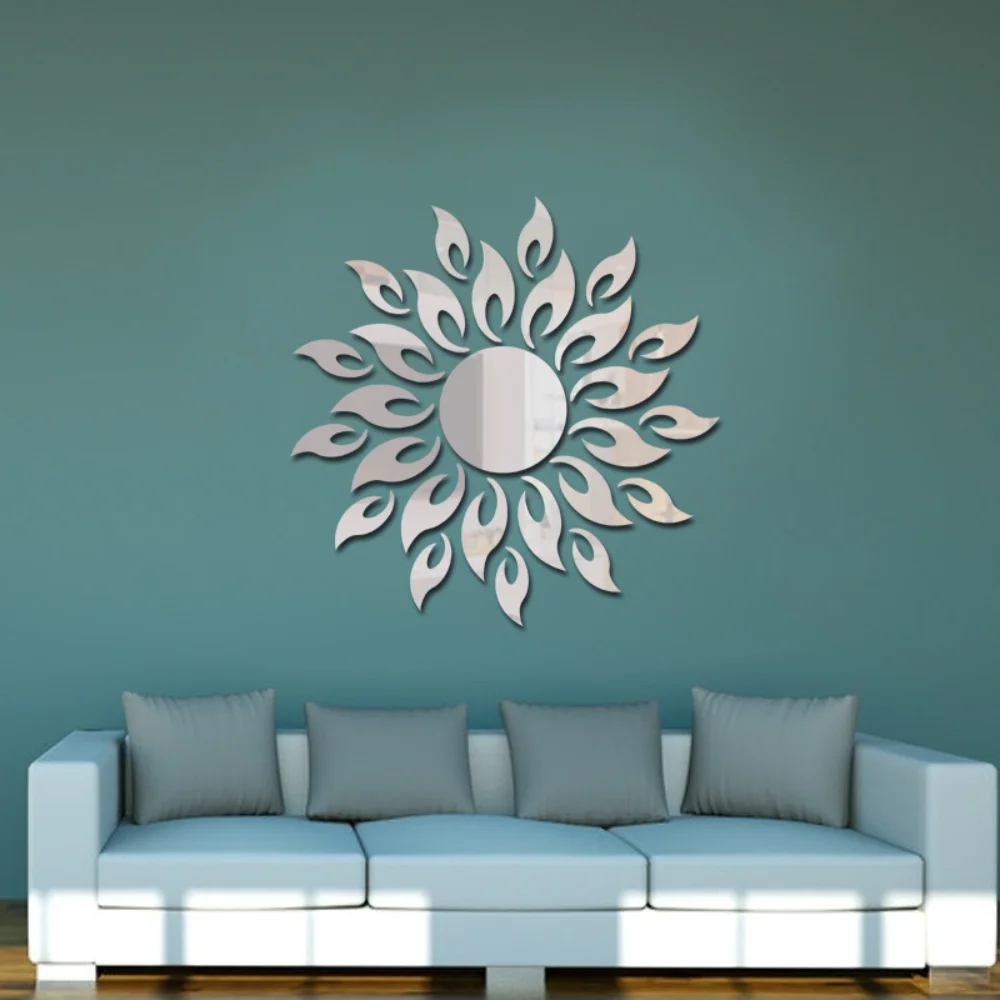 

2023 3D Acrylic Mirror Wall Sticker Sunflower Mirror Decal Living Room Bedroom Bathroom Office Meditation Room Wall Decoration