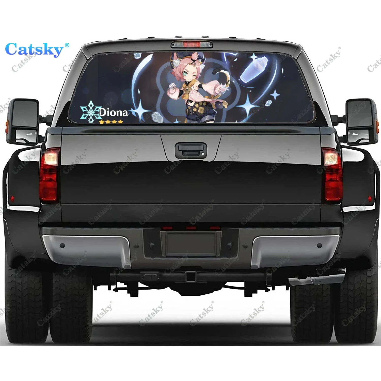 Наклейки на окна автомобиля Genshin Impact Diona виниловые полупрозрачные графические