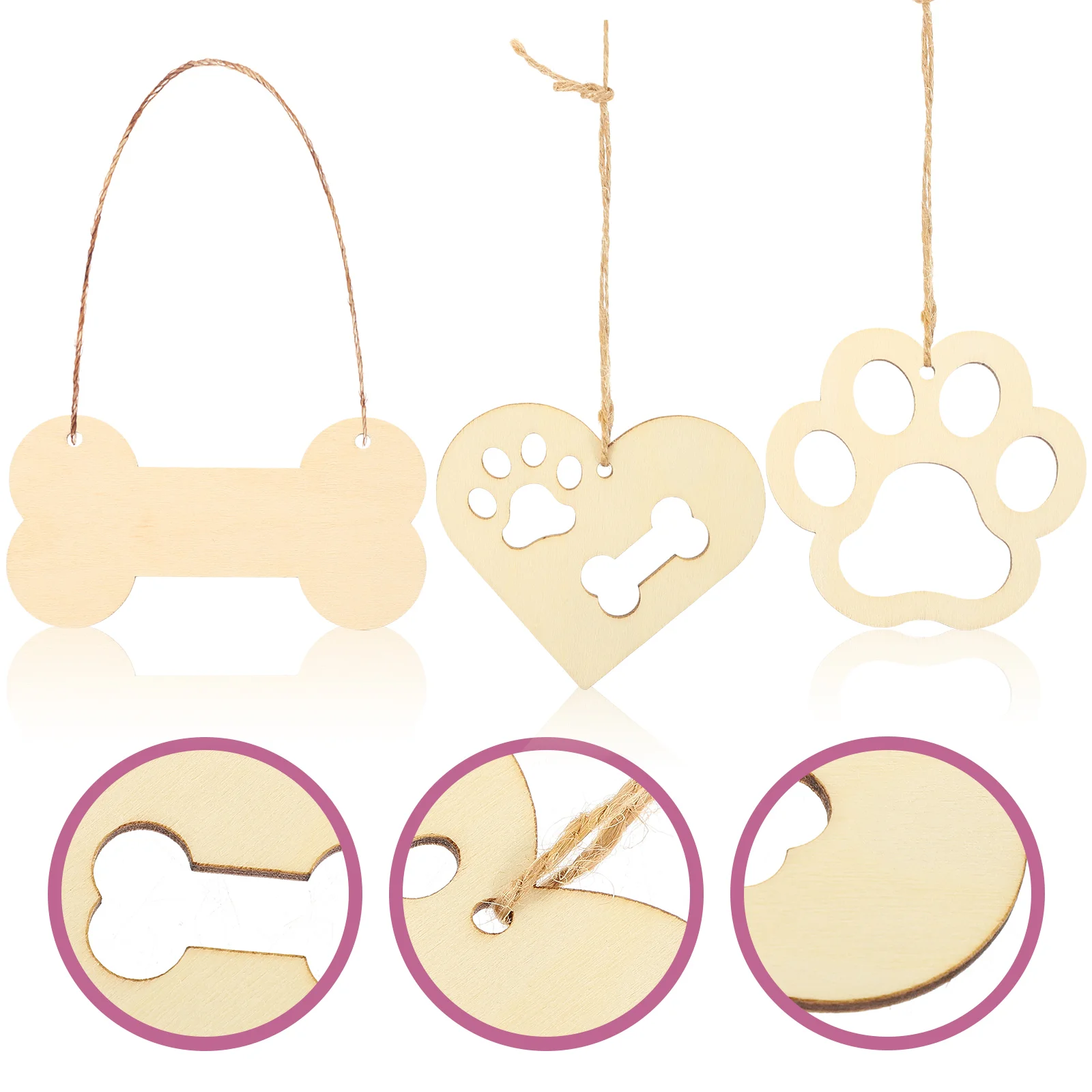 

Wooden Tag Wood Unfinished Diy Cutouts Blank Dog Gift Slices Paw Heart Craft Plaque Pieces Embellishments Bone Log Shapes Hearts