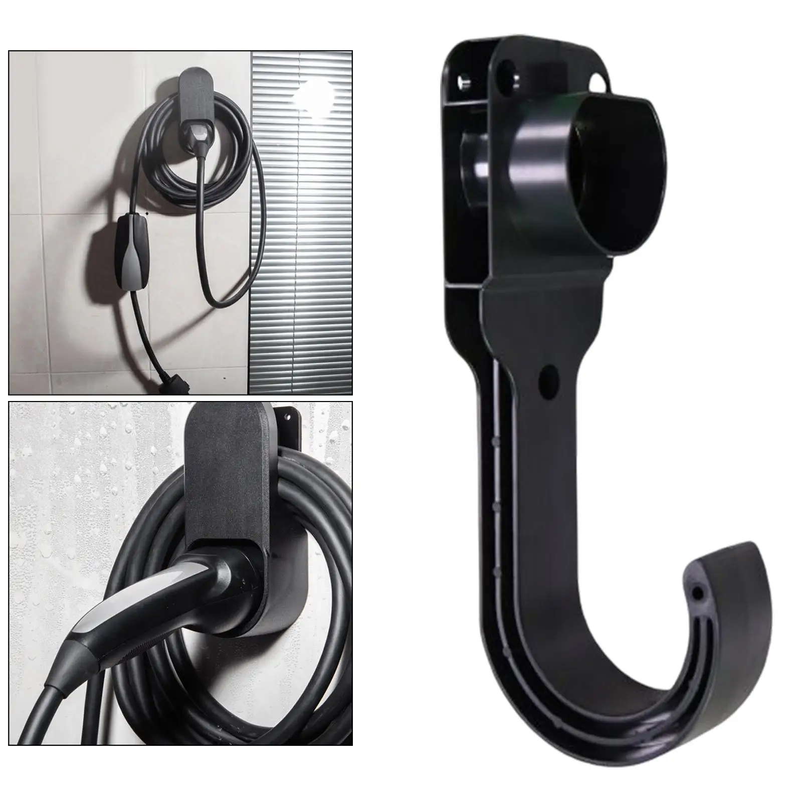 

EV Charger Holder Charging Cable Accessory Bracket Electric Vehicle Wall Mount Holster Dock Car with Hook Screws Portable