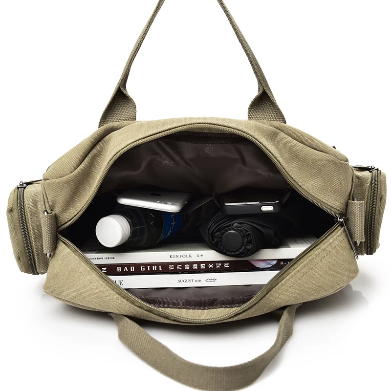 SPIDOR Brand Men Crossbody Bags Male Canvas Shoulder Bags Boy Messenger Bags Man Handbags for Travel Casual Large Satchel Grey