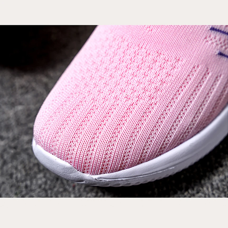 Loekeah Women's Walking Shoes Knitting Sock Sneakers Breathable Slip-On Flat Casual Shoes Lightweight Outdoor Sports Footwear