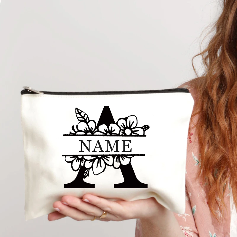 Индивидуальная сумка для макияжа с надписью цветы и Thank You