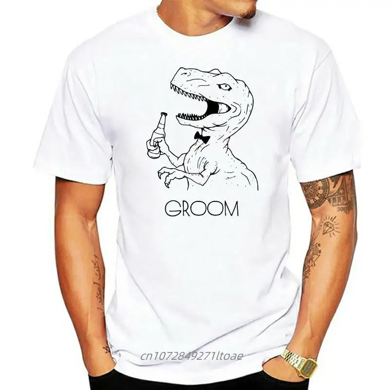 

Printed Men T Shirt Cotton Short Sleeve Dinosaur Groom T-Shirt Women tshirt