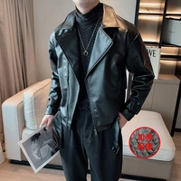 new leather jacket men coat jaqueta masculino large lapel men leather jacket stage singer club party jacket man clothing s 3xl