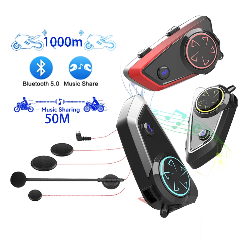 

Bluetooth-гарнитура мотоциклетная 1 машина, 3 цвета, IP67, BT 1000