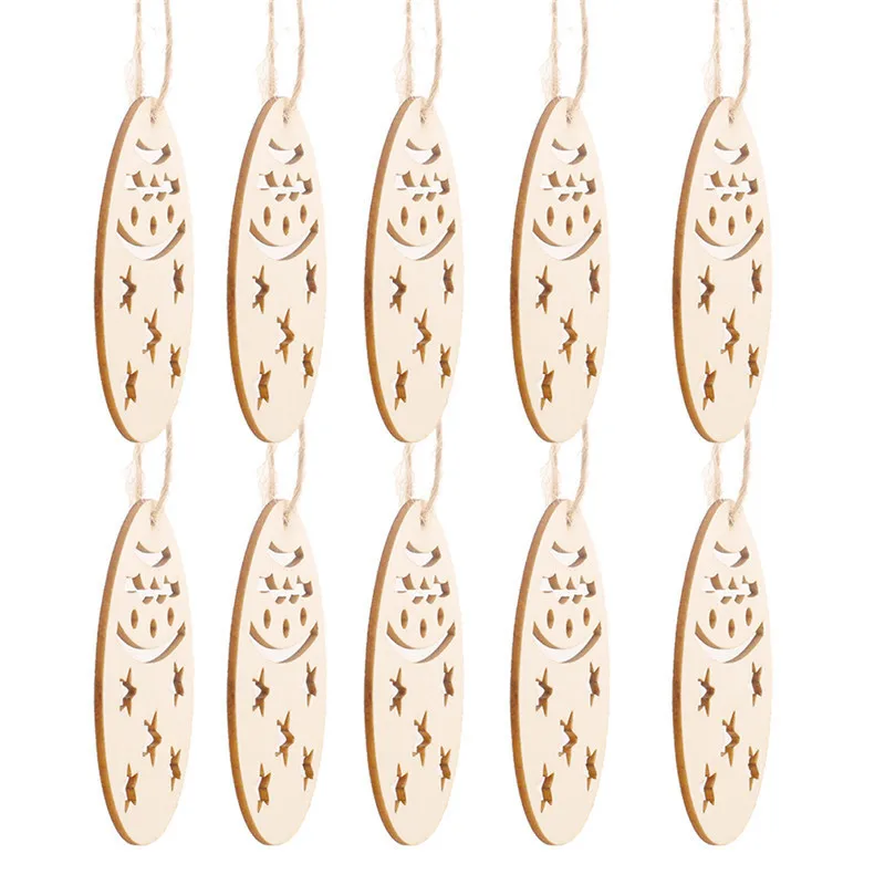 

10/20/50pcs mix unfinished hang tags egg easter natural wooden cards gift tags party decoration paintings ropes included