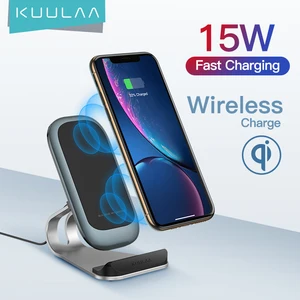 kuulaa qi wireless charger 15w for iphone 13 x 8 xr samsung s9 xiaomi fast wireless charging dock station phone holder charger free global shipping