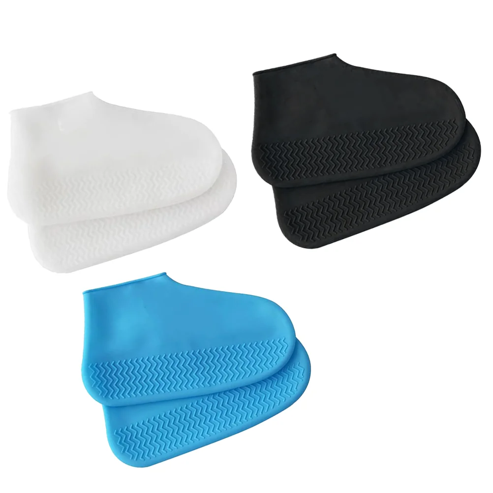 

3 Pairs of Waterproof Silicone Shoe Covers Reusable Thicken Not- Rain Overshoes Protectors for Camping Fishing Cycling ( )