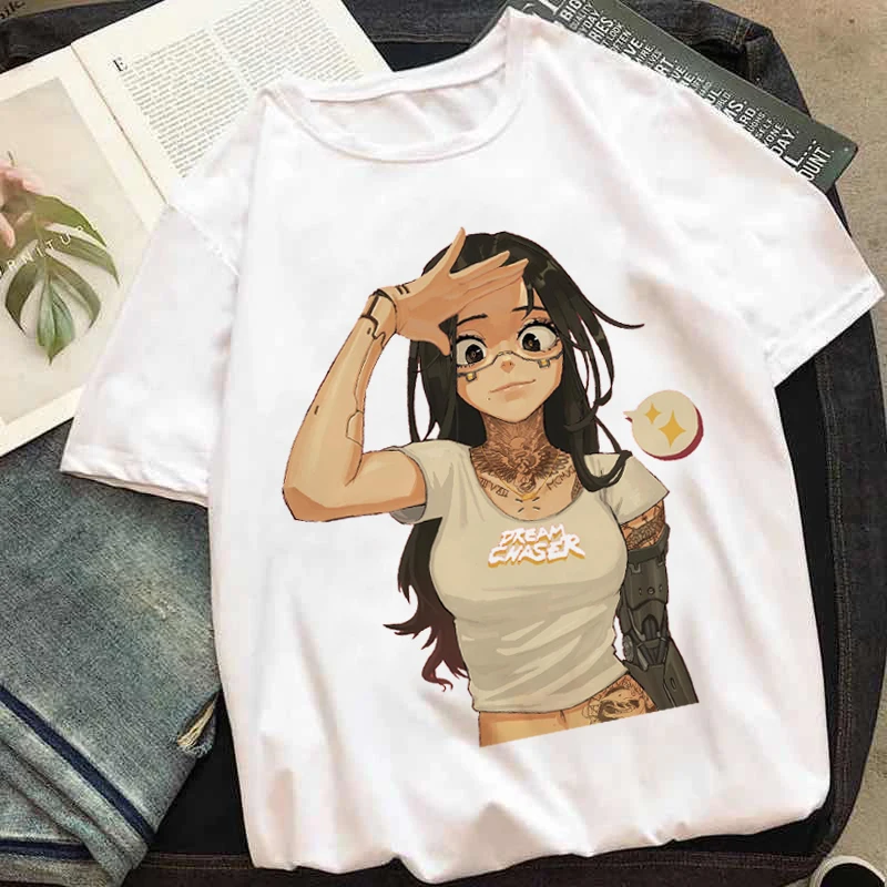 

Женские футболки с коротким рукавом для девочек, модная летняя футболка с мультяшным принтом для женщин, футболка с графическим принтом, же...