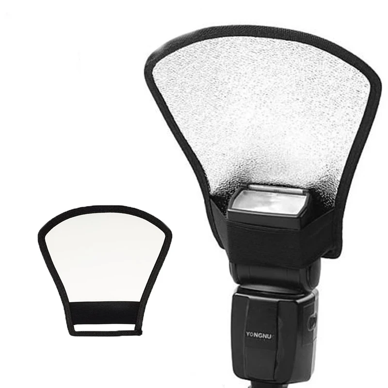 

2-in-1 Photo Flash Light Reflector White/Silver Camera Flash Diffuser Softbox For Nikon Sony Olympus Sigma Cameras Accessories