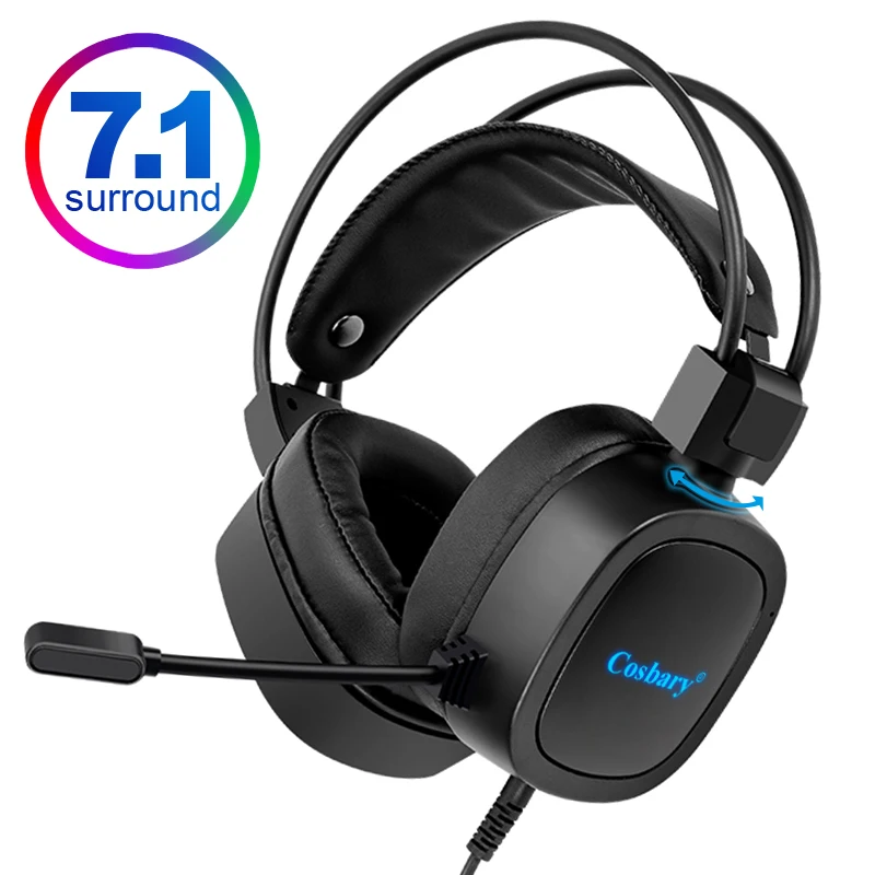 

Gaming Headset 7.1 Virtual Surround Sound Gamer Earphones Voice Control with USB Wired Microphone Headphone for PS4 PC Computer